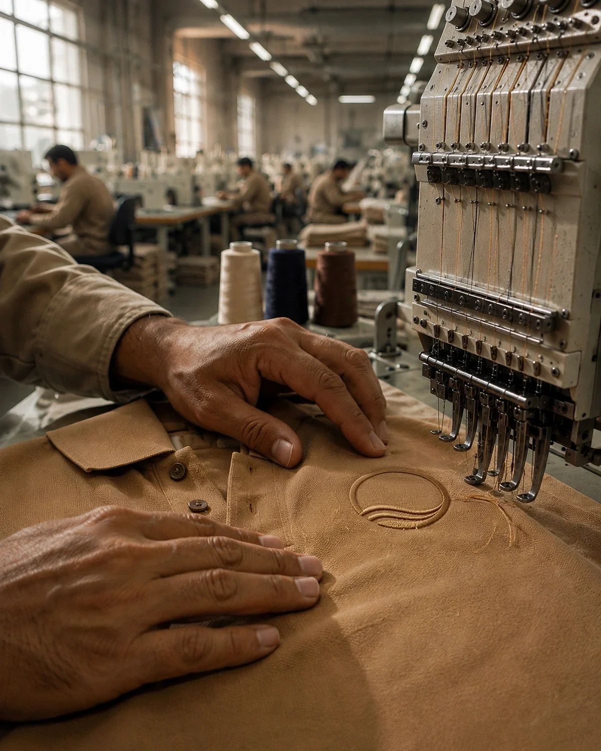 In-house embroidery at the Oasis Milano atelier