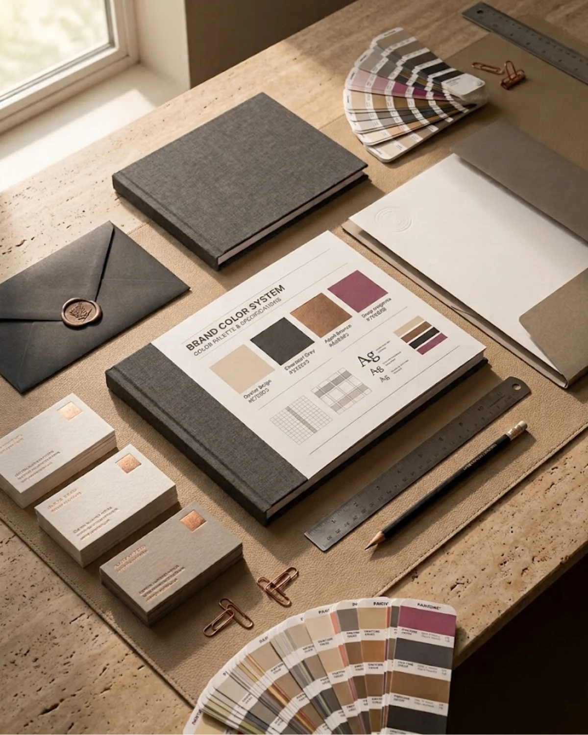 Premium brand identity design — business cards, brand guidelines and stationery by Oasis Milano
