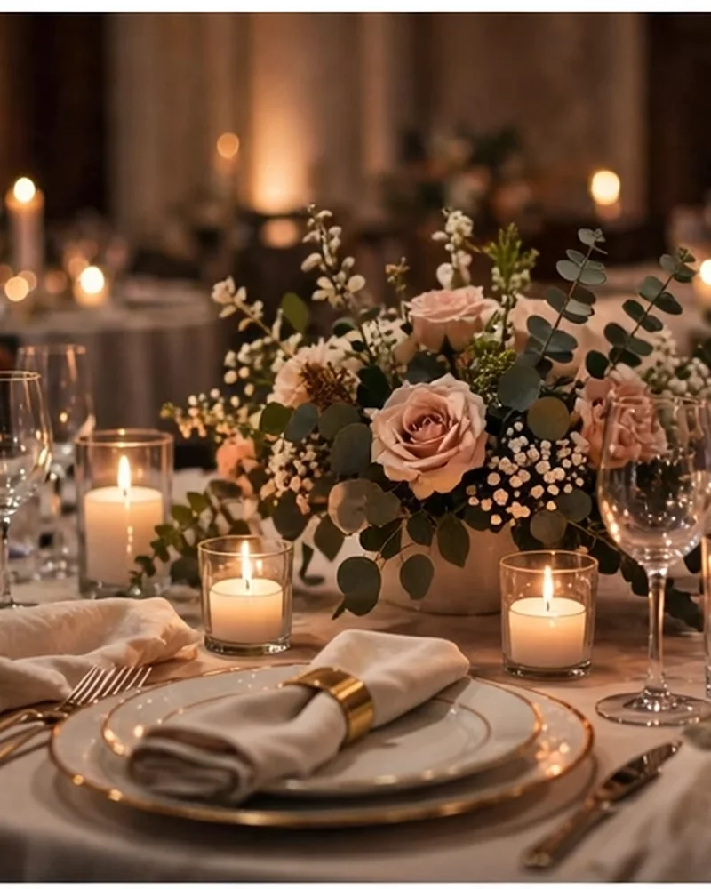 Intimate private celebration table setting