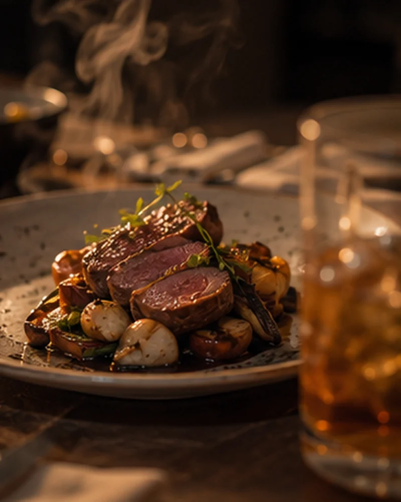 Fine-dining food photography with plated dish